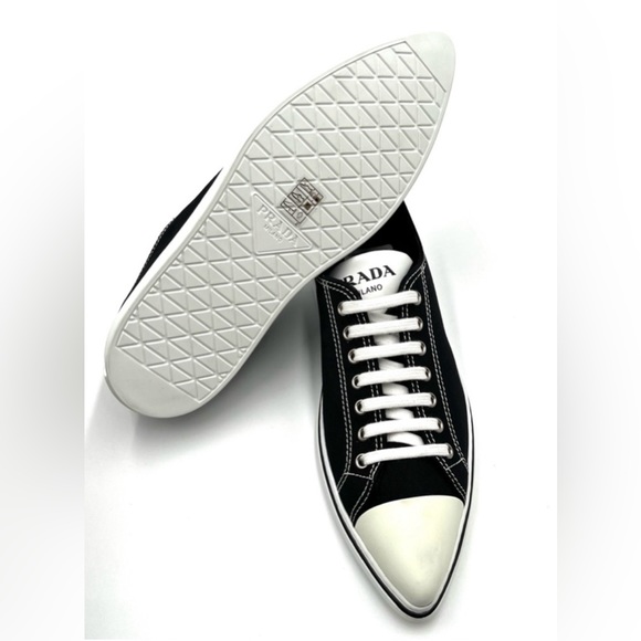 Prada Point-Toe Canvas Sneakers - Picture 5 of 8